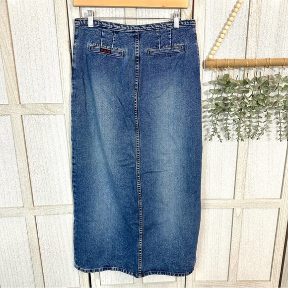 Vintage US POLO ASSN Jean Long Maxi Skirt Womens 7/8 Y2K 90’s Denim Front Slit - Picture 7 of 11